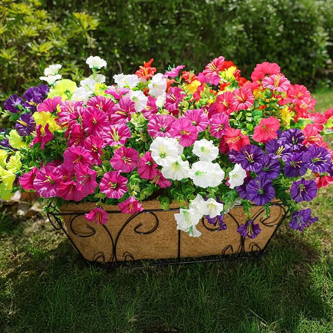 Artificial Flowers for Outdoors Fake Plants Outside Decoration, 12 Bundles Silk by HyeFloraartificialflowers