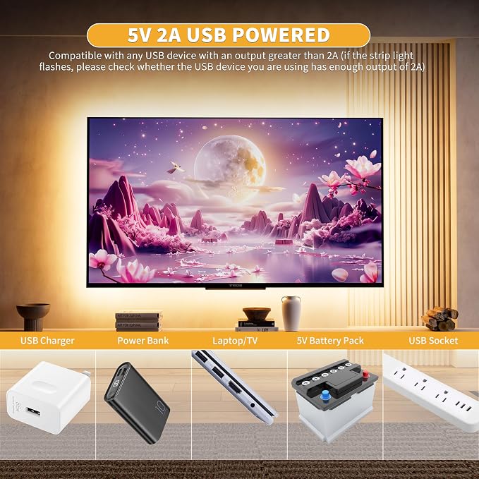 PAUTIX 5V USB COB LED Strip Lights UL-Listed Dotless LED Lights - Image 6