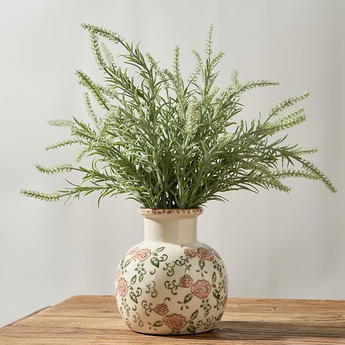 SIDUCAL Ceramic Vintage Vase, 5.91 Inch Retro Ice Cracked Chinoiserie Floral - Image 3