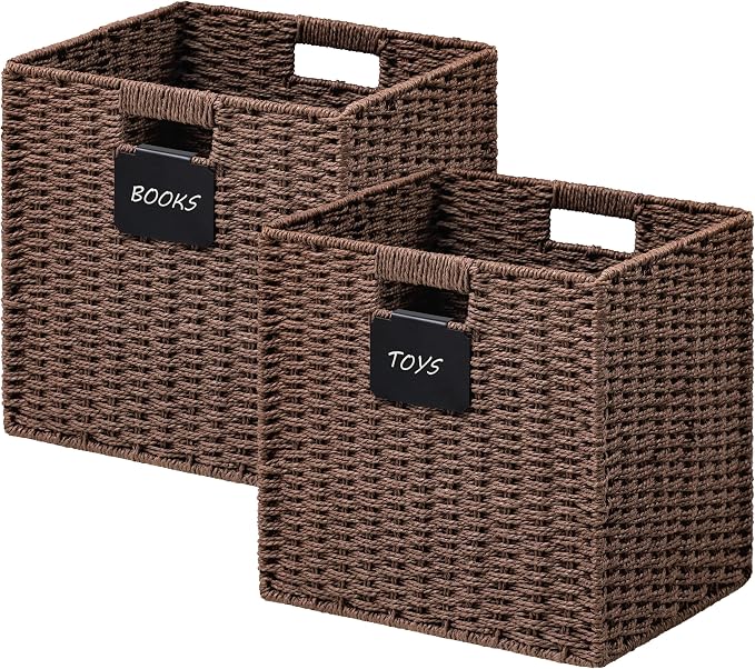 UBBCARE 2 Pack Wicker Basket, 10.5×10.5 Storage Cubes by UBBCARE