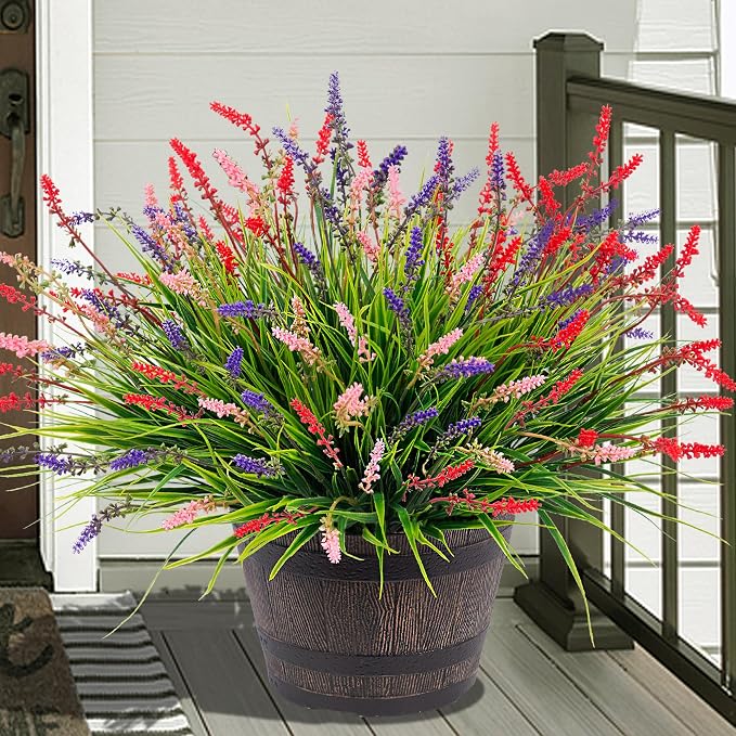 Artificial Faux Plants Flowers for Outdoor Decorations, Fake Monkey Grass for by Ammyoo