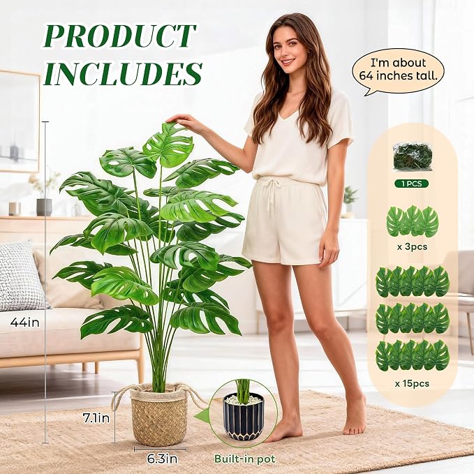 Der Rose 44" Tall Fake Plants, Artificial Tree in Straight Woven Basket | Faux - Image 3