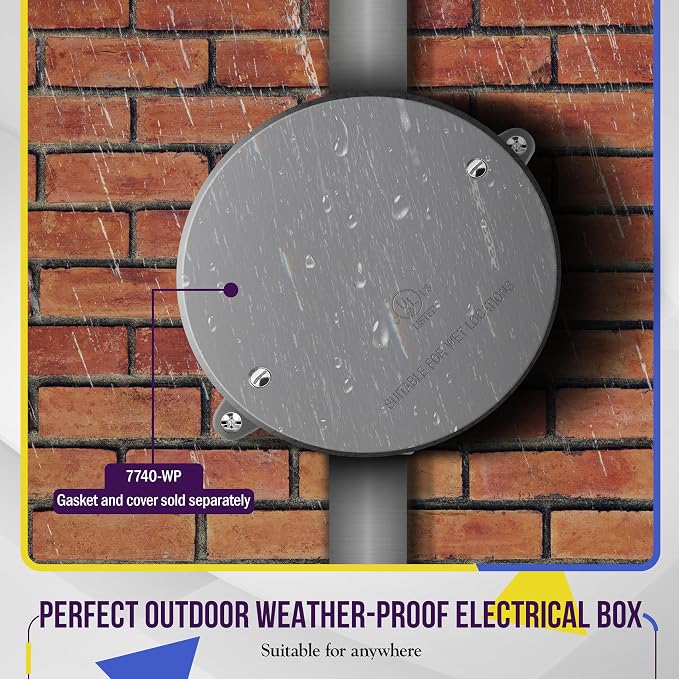 ENERLITES 4” Diameter Round Weatherproof Outlet Box - Image 3