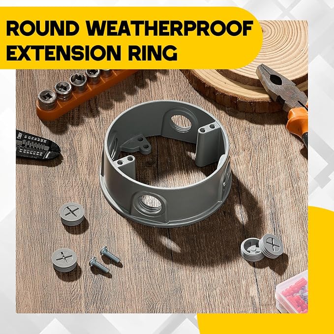 2 Pcs 1-1/2 Inch 4 Hole 4 Inch Round Electric Box Extender, 16.5 Cu. in - Image 6