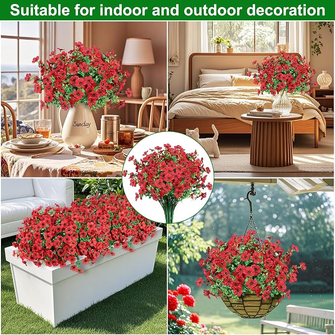 12 Pcs Artificial Flowers for Outdoors Decorations, UV resistant, faux plastic - Image 5