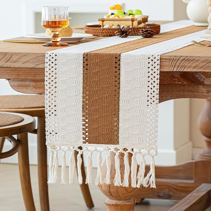 Boho Table Runner for Home Decor 12x72 Fall Runner Reddish Brown | 72 Inches - Image 5