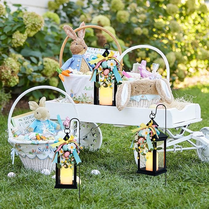 Easter Lanterns Decorative Indoor & Outdoor, 14 Inch Black Candle Lanterns - Image 8
