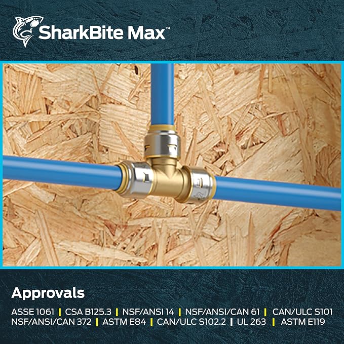 SharkBite Max 1 Inch Tee, Push to Connect Brass Plumbing Fitting, PEX Pipe - Image 6