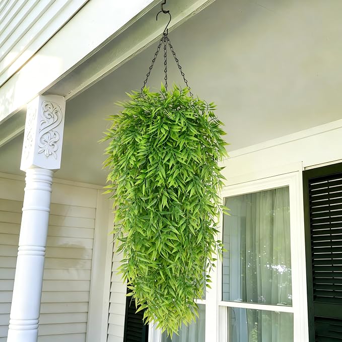 4Pcs Artificial Hanging Plants, Fake Willow Leaves Vines | UV Resistant Faux - Image 4