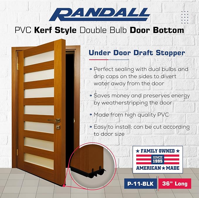 36" Kerf Slide-in Double Bulb Seal Weatherstrip Door Bottom – Durable Seal - Image 3
