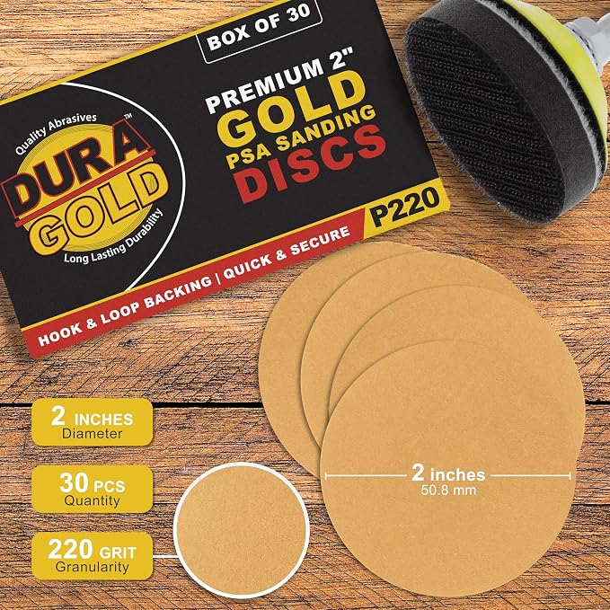 Dura-Gold Premium 2" Gold Hook & Loop Sanding Discs - Image 2