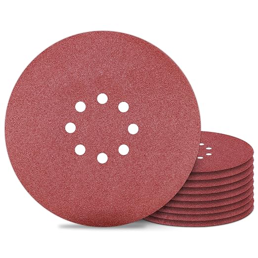Awutzut 9 inch Sanding Discs 100 Grit 8 Holes Hook and Loop Sandpaper by Awutzut