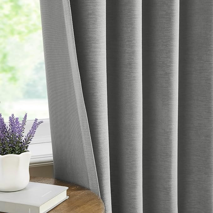 Kayne Studio Pewter Gray Velvet Pinch Pleated Back Tab Curtains 63Inch Long | - Image 7