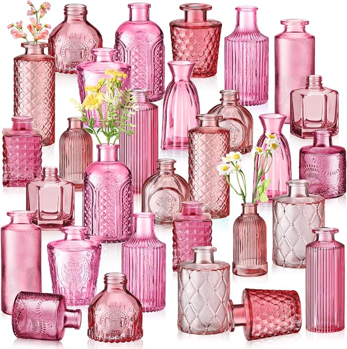 Yaomiao 30 Pcs Glass Bud Vases Centerpieces, Mini Colored Flower Vase by Yaomiao