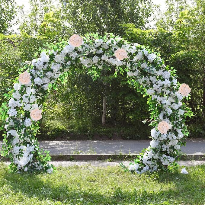 AVIVIHO 65pcs Fake Flowers Champagne Hydrangea Artificial Flowers Bulk Silk - Image 6