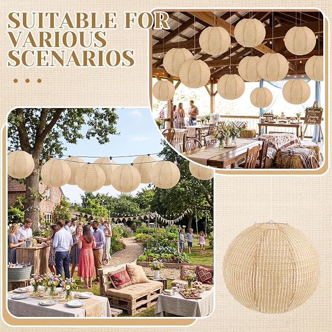 12 Pcs Print Burlap Paper Lanterns Classroom Decor, 16 Inch | Boho Hanging Decor - Image 6