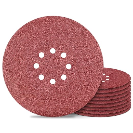 Awutzut 9 inch Sanding Discs 60 Grit 8 Holes Hook and Loop Sandpaper by Awutzut