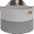 INDRESSME 115L Extra Large Woven Rope Blanket Basket Living Room, bedroom or by INDRESSME