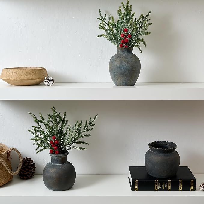 SIDUCAL Ceramic Decorative Flower Vase | 6 Inch Pottery Rustic Farmhouse | Boho - Image 8