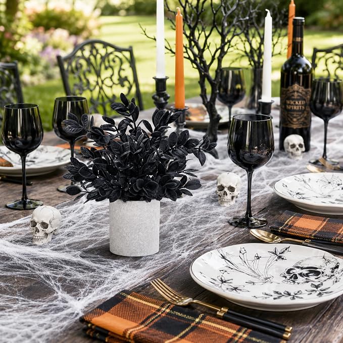 Der Rose 3 Pack Black Eucalyptus Fake Plantsfor Halloween Bathroom Decor | - Image 5