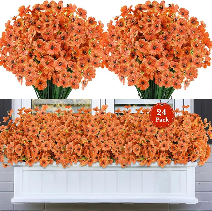 24PCS Artificial Fall Flowers for Outdoors, Fake Mums, Fall Decorations for - Image 4