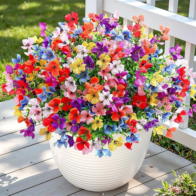 SHareconn 20 Bundles Artificial Flowers UV Resistant Outdoor Decor | Realistic - Image 7