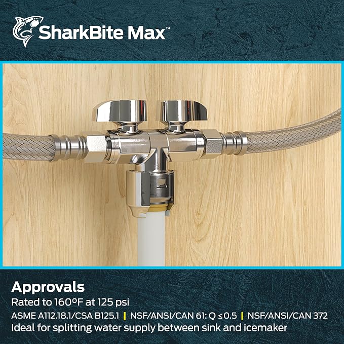 SharkBite Max Dual Shut Off Quarter-Turn Brass Ball Valve, 1/2 Inch Push to - Image 6