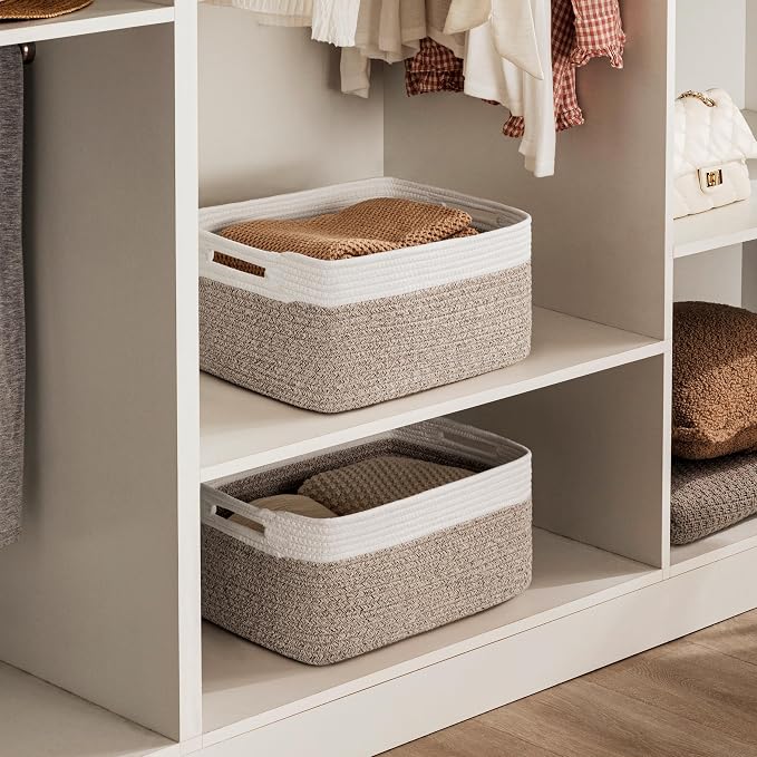 2 Pack Storage Baskets for Organizing, Large Woven Storage Basket - Image 3