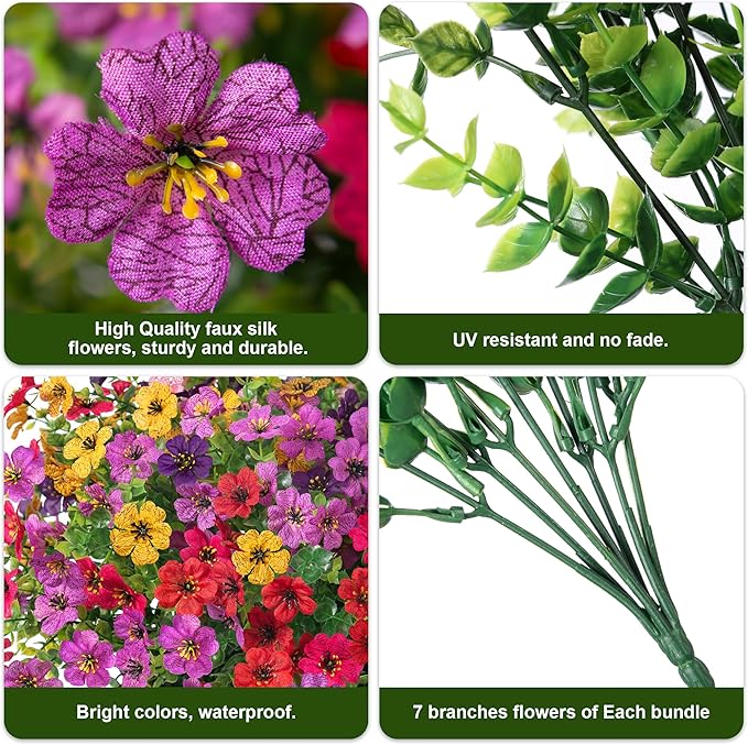 florisso Artificial Flowers for Outdoors Daisy 12 Bundles for Home Decor | Faux - Image 3