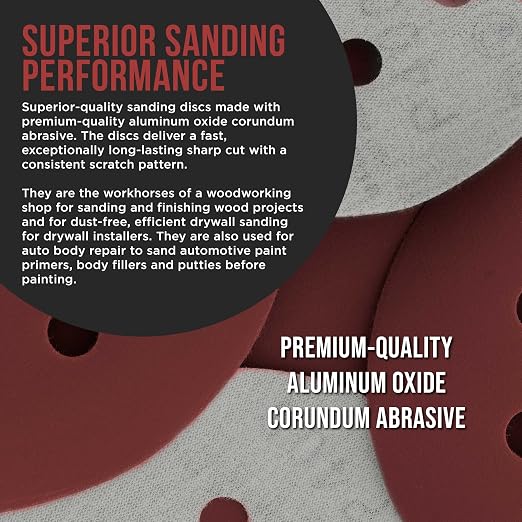 ProductionShop Premium 5" Red 8-Hole Pattern 800 Grit Sanding Discs, Box of 50 - Image 4