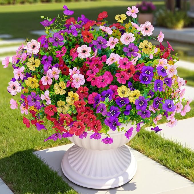 Artificial Faux Flowers Plants for Outdoors Outside Spring Summer Decoration by Tiabean