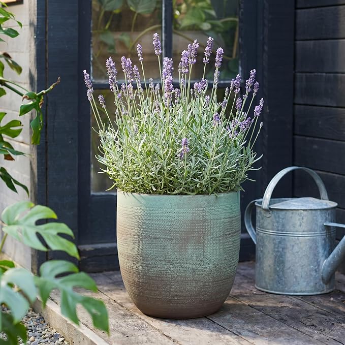 Creative Co-Op Matte Aqua Green Textured Stoneware Planter - Image 6