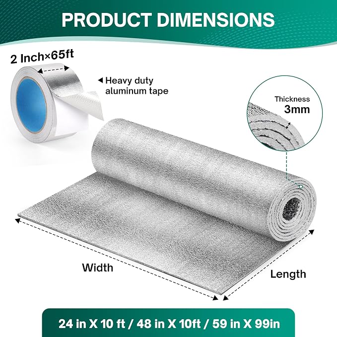 HADOR Reflective Window Insulation Roll, 48 in x 10 ft Heat Blocker | Window - Image 2