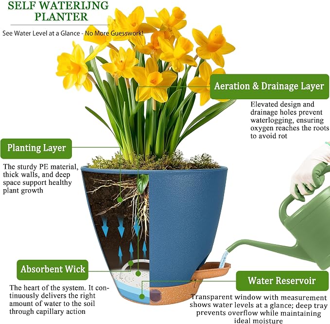 6 Inch Small Self Watering Pots - Image 5