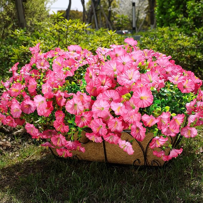 Artificial Flowers for Outdoors Fake Plants Outside Decoration, 12 Bundles Silk - Image 2