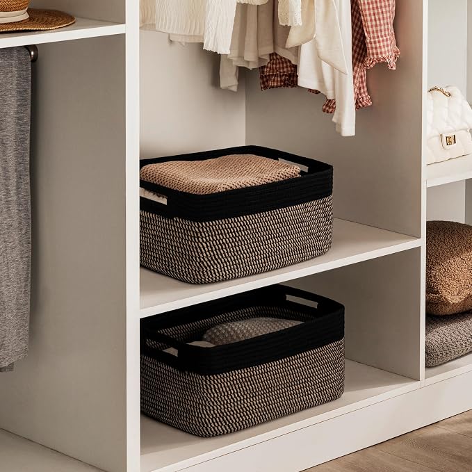 2 Pack Storage Baskets for Organizing, Large Woven Storage Basket - Image 6