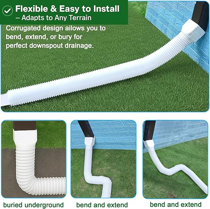 2 Pack White Rain Gutter Downspout Extensions, Gutter Extender - Image 4