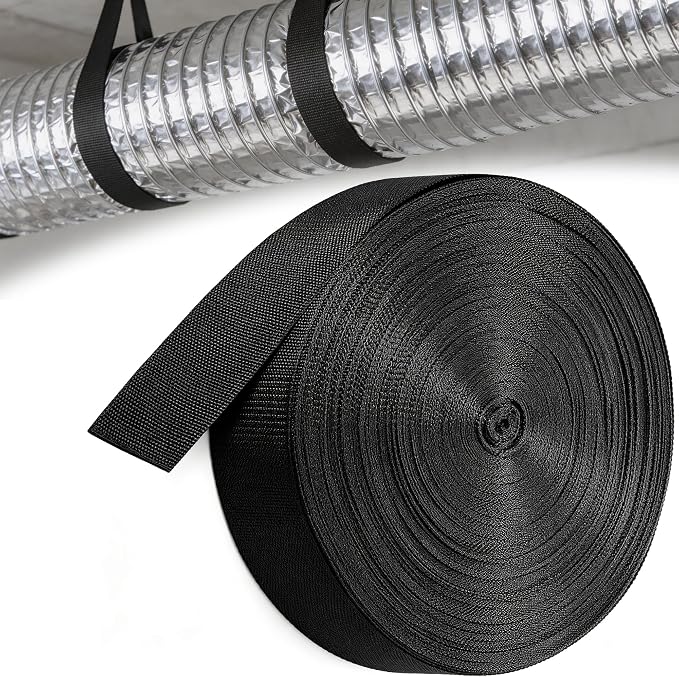 Heavy Duty Duct Strap 150FT Black Nylon Webbing Strap by GTACASS