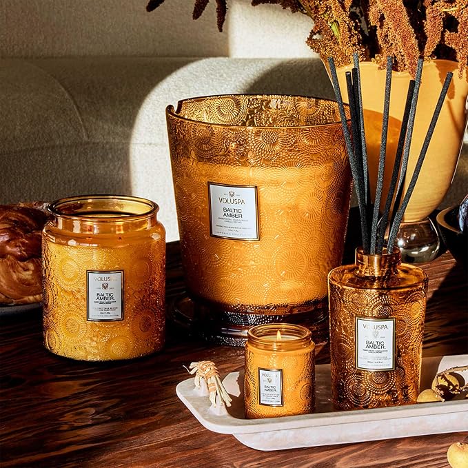 Voluspa Baltic Amber Large Scented Candle Jar 18 Oz, 100 Hr Burn | Coconut Wax - Image 6