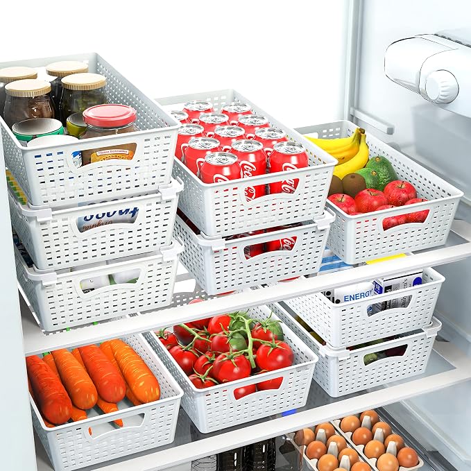 Simple Houseware Stackable Plastic Woven Basket Organizer, 6 Pack - Image 2