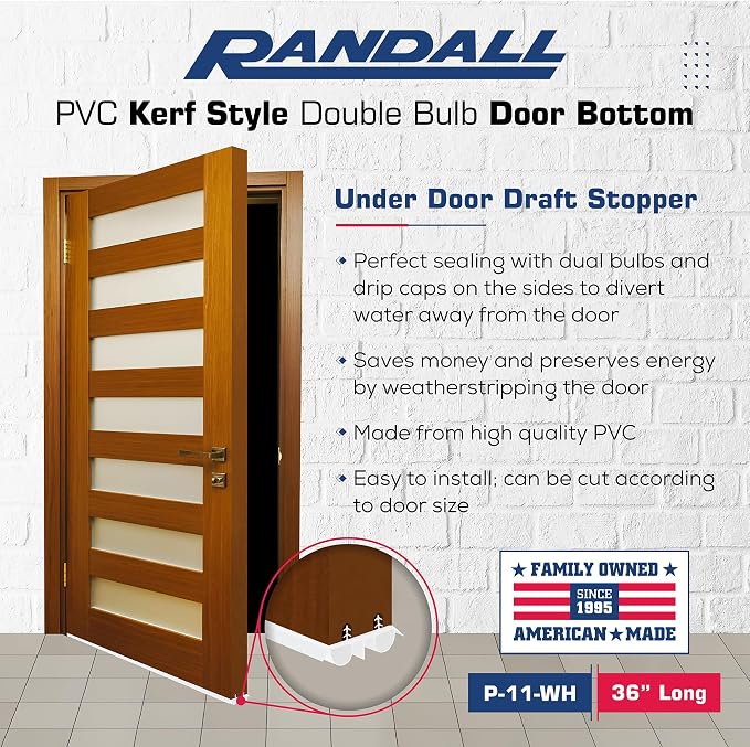 36" Kerf Slide-in Double Bulb Seal Weatherstrip Door Bottom – Durable Seal - Image 3