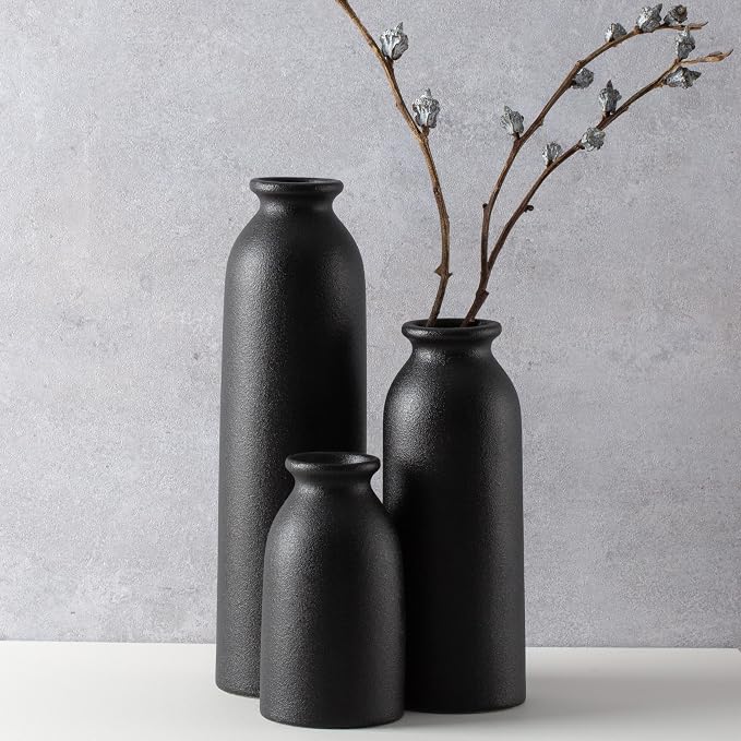 CEMABT Black Ceramic vase Set-3 Flower vases by CEMABT