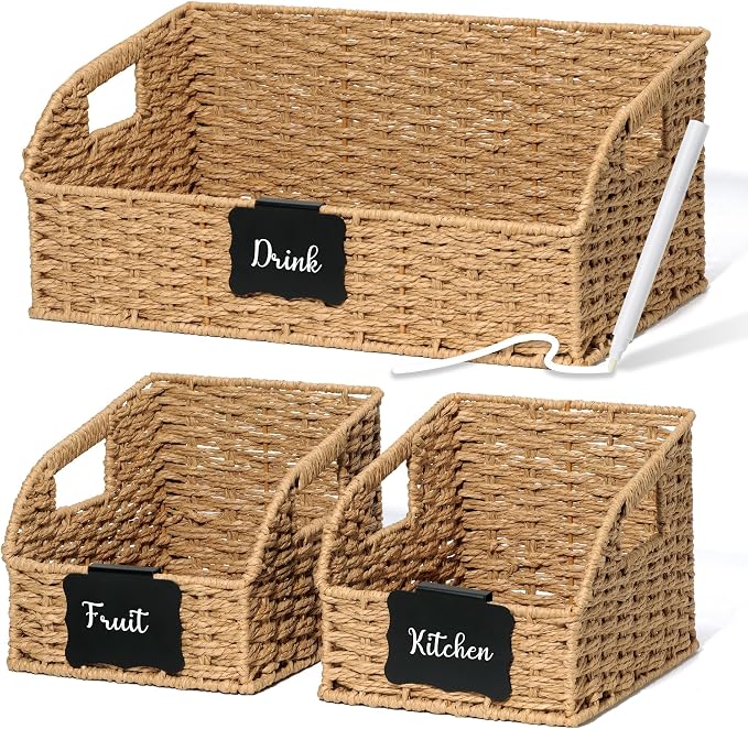 Pantry Organizers, Handwoven Large Wicker Baskets by Unknown