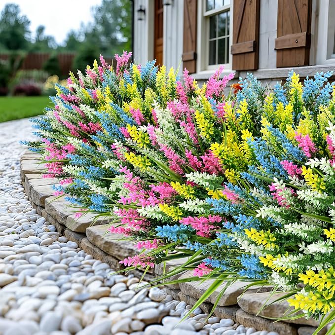 Geegoods 24 Bundles Artificial Lavender Flowers Outdoor, Mix 4 Colors | UV - Image 7