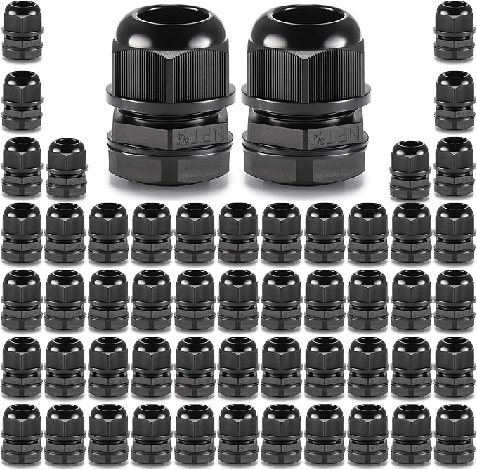 QILIPSU 50pcs 3/4" NPT Cable Gland Waterproof IP68 Nylon Cable Pass Through by QILIPSU