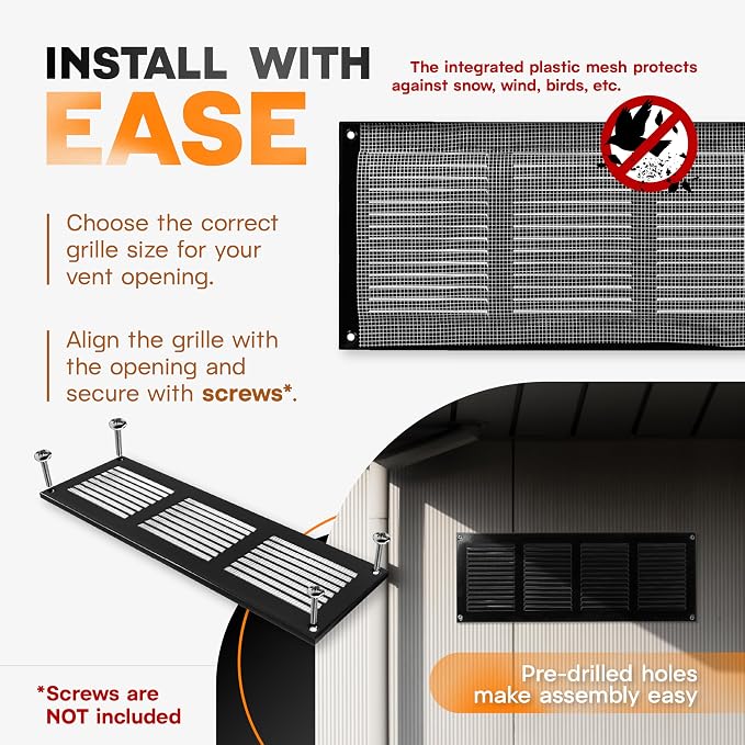 16 x 6 Inch Black Galvanized Steel Return Air Register Vent Cover, AC Vent Cover - Image 4