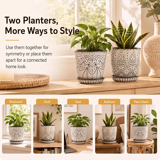 Gepege Ceramic Plant Pots, 6 Inch Indoor Planters - Image 5