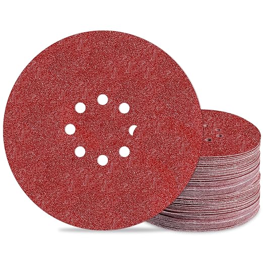 9 inch Sanding Discs 40 Grit 8 Holes Hook and Loop Sandpaper by Awutzut