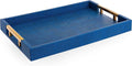 Modern Elegant 17.5”x12” Rectangle Navy Blue Faux Leather Shagreen Decorative by HomeRedefined