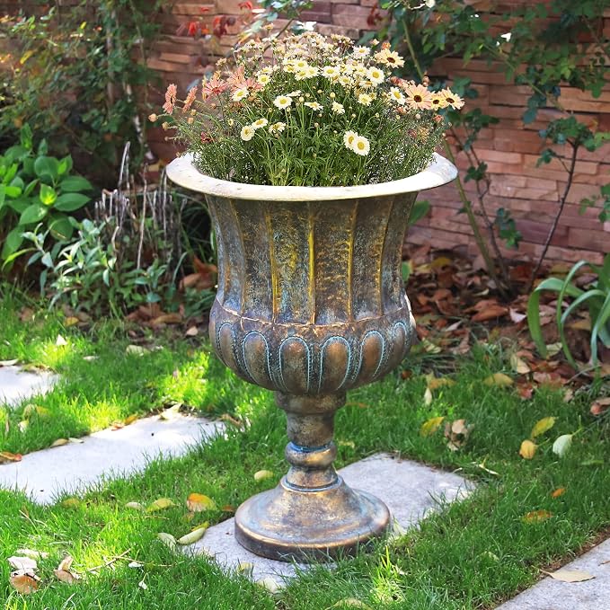 Worth Garden 24.5" H. Metal Urn Planters 2-Pack - Image 9